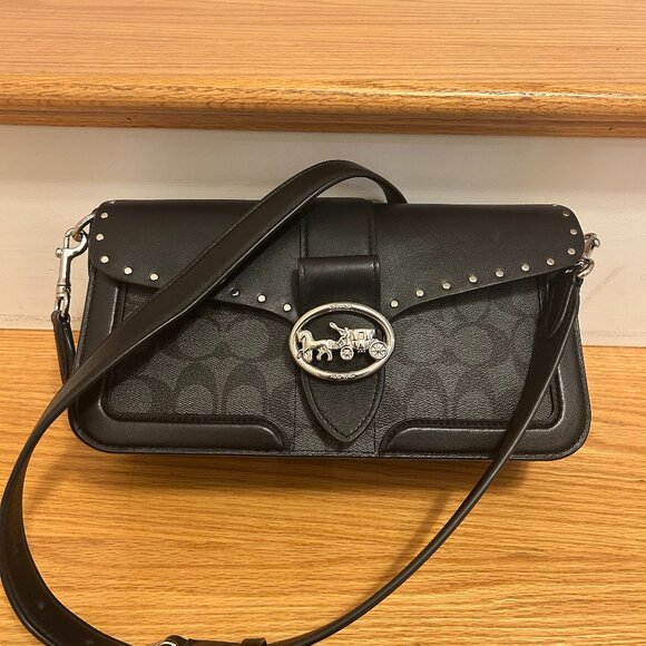 Coach Georgie Crossbody Bag Signature Graphite/Black EXCELLENT CONDITION! - Picture 1 of 14